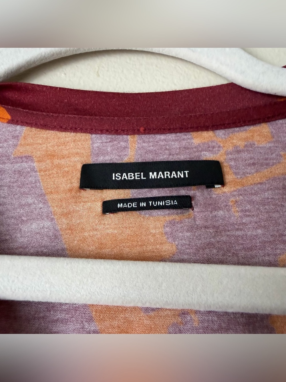 Isabel Marant | Graphic Print Crew Neck T-Shirt Short Sleeve Maroon Orange Small - Picture 6 of 7